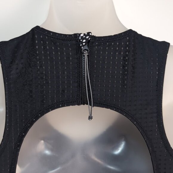 Nike Spotted One Piece Swimsuit Sporty Athletic Mesh Open Back Keyhole Black - Picture 9 of 14